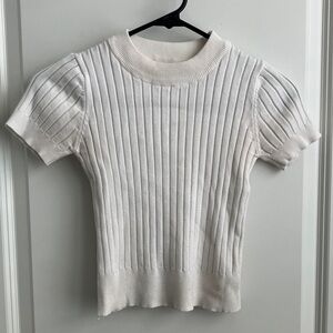 Elegant White Ribbed Knit Top